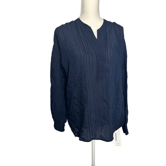 VINCE Womens Navy Blue Peasant Top Size Large - Picture 3 of 8